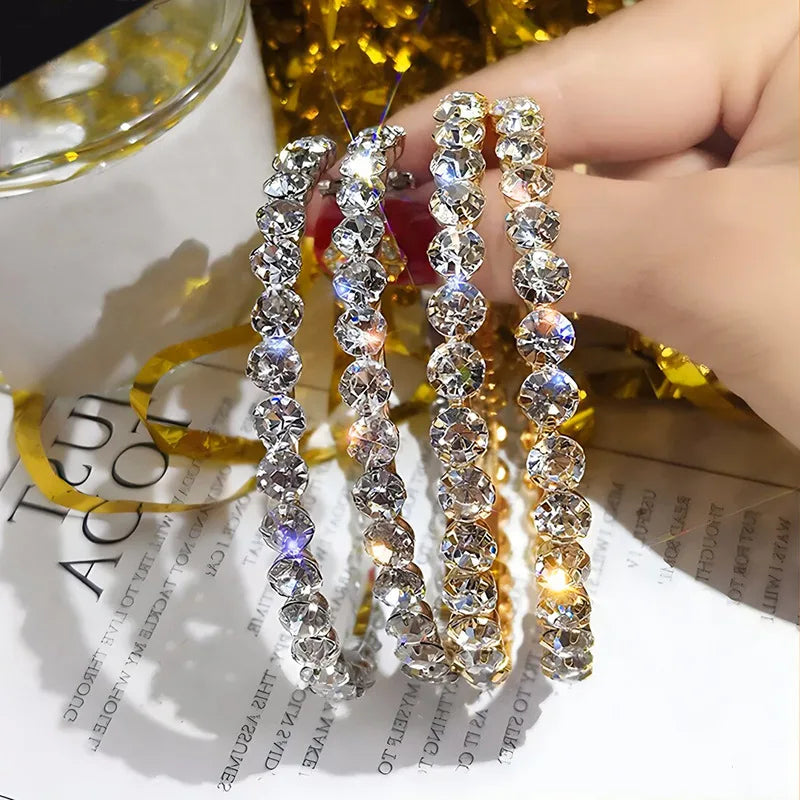 Elegant White Gold Rhinestone Headband For Women Party Hair Accessories High Quality Jewelry