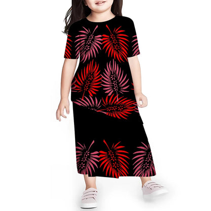 Personal Customized Baby Girls Dress Hawaii Samoa Polynesian Toddler Kids Clothing Puletasi O-neck Party Dresses for Children