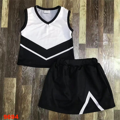 Sleeveless Girls Clothing Set Durable Cotton Fabric Comfortable Breathable Nice Color Cheer Uniforms for Children