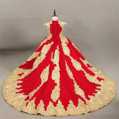 Retro Palace Princess Dress for Kids Formal Ball Gown with Tail Lace for Birthday Performance or Wedding for Children