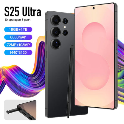 Real High Quality New S25 Ultra Full-Screen Gaming Smartphone Gaming Android 15 16GB+512GB S25 ULTRA Smart Phone Cellphones