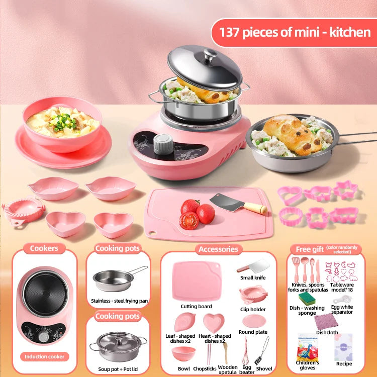 Children Cook Role Play Play House Toy Mini Real Potable Kitchen Appliance Kitchen Toy Set Play Toy Gifts for Children