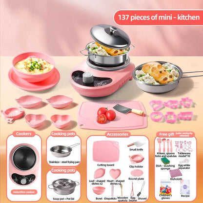 Children Cook Role Play Play House Toy Mini Real Potable Kitchen Appliance Kitchen Toy Set Play Toy Gifts for Children