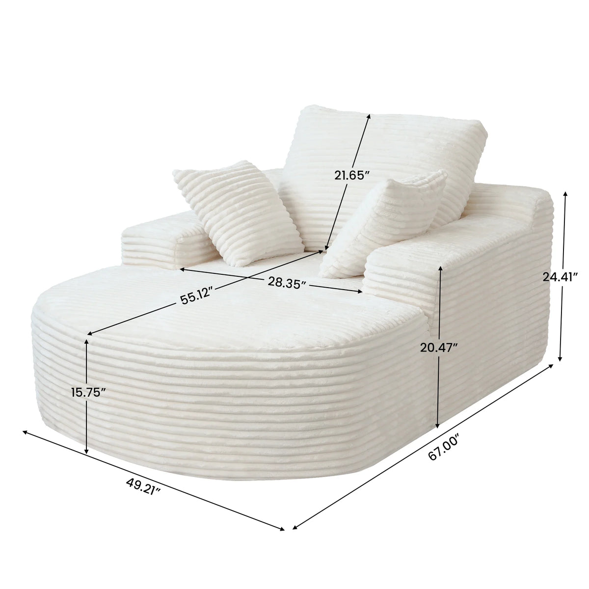 Atunus Vacuum Compressed Shipping Single Sofa Corduroy Fabric Cover White Lazy Sofa Furniture for Bedroom Livingroom in Stock