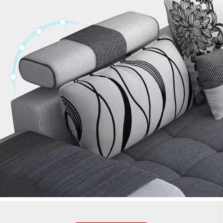 Living Room Fabric Sofa Modern Minimalist Home Corner Sofa Furniture Combination Nordic Solid Frame Fabric Sofa
