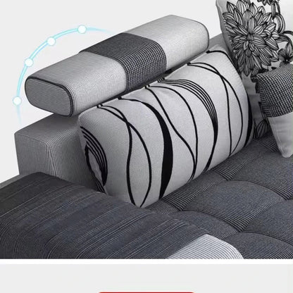 Living Room Fabric Sofa Modern Minimalist Home Corner Sofa Furniture Combination Nordic Solid Frame Fabric Sofa