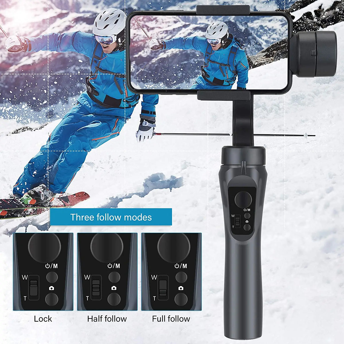 360 Rotation Auto Face Object Tracking Selfie Stick  Phone Holder Handheld 3 Axis Gimbal Stabilizer