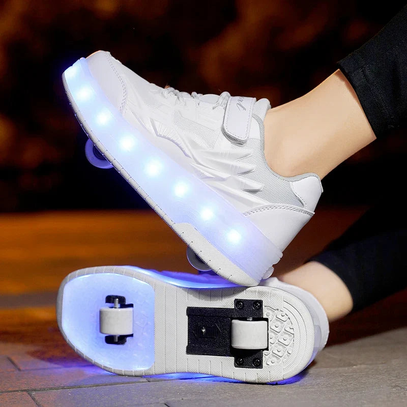 Customizable Outdoor Boys and Adults Flashing PU Wheel Roller Inline Skate Shoes Boots for Kids Quad Adult Children Four Wheels