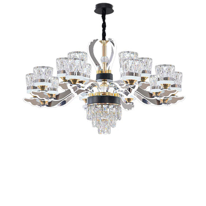 Modern Classic Luxury Villa Banquet Crystal Chandelier Pendant Lamp Chandeliers for Livingroom Dining Adjustable Height