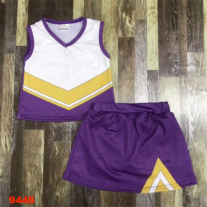 Sleeveless Girls Clothing Set Durable Cotton Fabric Comfortable Breathable Nice Color Cheer Uniforms for Children