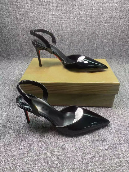 2026 Designer Luxury Red Bottom High Heels Black Leather Women Stilettos Comfortable Non-slip Dress Shoes Pointed Toe