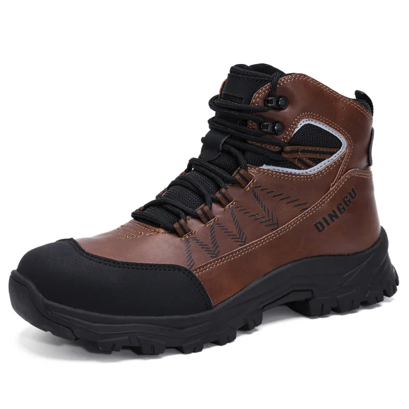 Men's Steel Toe Work Shoes, Microfiber Leather Upper EVA Sole, Breathable Lightweight Comfortable Safety Shoes for Men