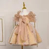 High-end Trailing Kids Night Dress for Child Party Graceful Embroidered Big Girl Dresses for Evening Banquet 2-12 Years Old