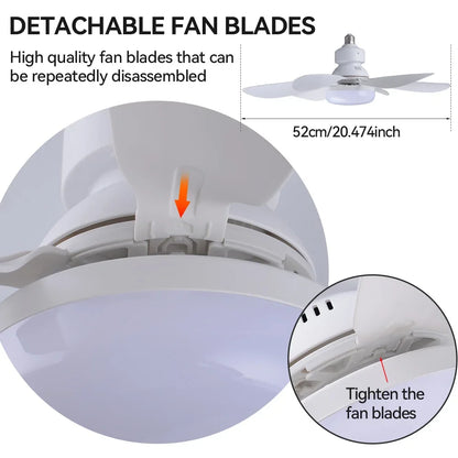 Dingdian 52CM 6 Blade LED Fan Light Easy Install Modern ABS Ceiling Fan Light for Livingroom Decorative Indoor Remote Control