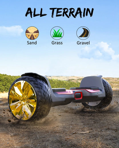 GYROOR Hoverboard 8.5 Inch All Terrain Off Road Hoverboard With Music Speakers and LED Lights Self Balance Hoverboard Scooters