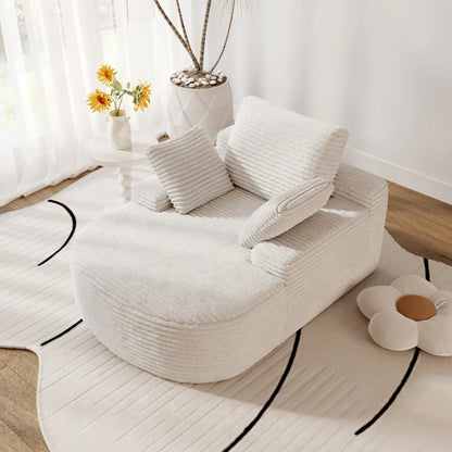 Atunus Vacuum Compressed Shipping Single Sofa Corduroy Fabric Cover White Lazy Sofa Furniture for Bedroom Livingroom in Stock