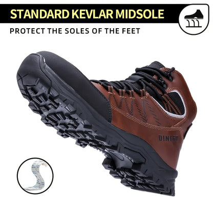 Men's Steel Toe Work Shoes, Microfiber Leather Upper EVA Sole, Breathable Lightweight Comfortable Safety Shoes for Men
