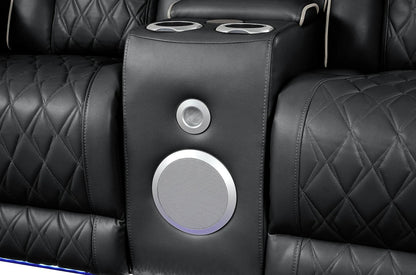 Modern Style Upholstery Recliner 2PC Livingroom  Made with Wood & Massage Function Included-Black