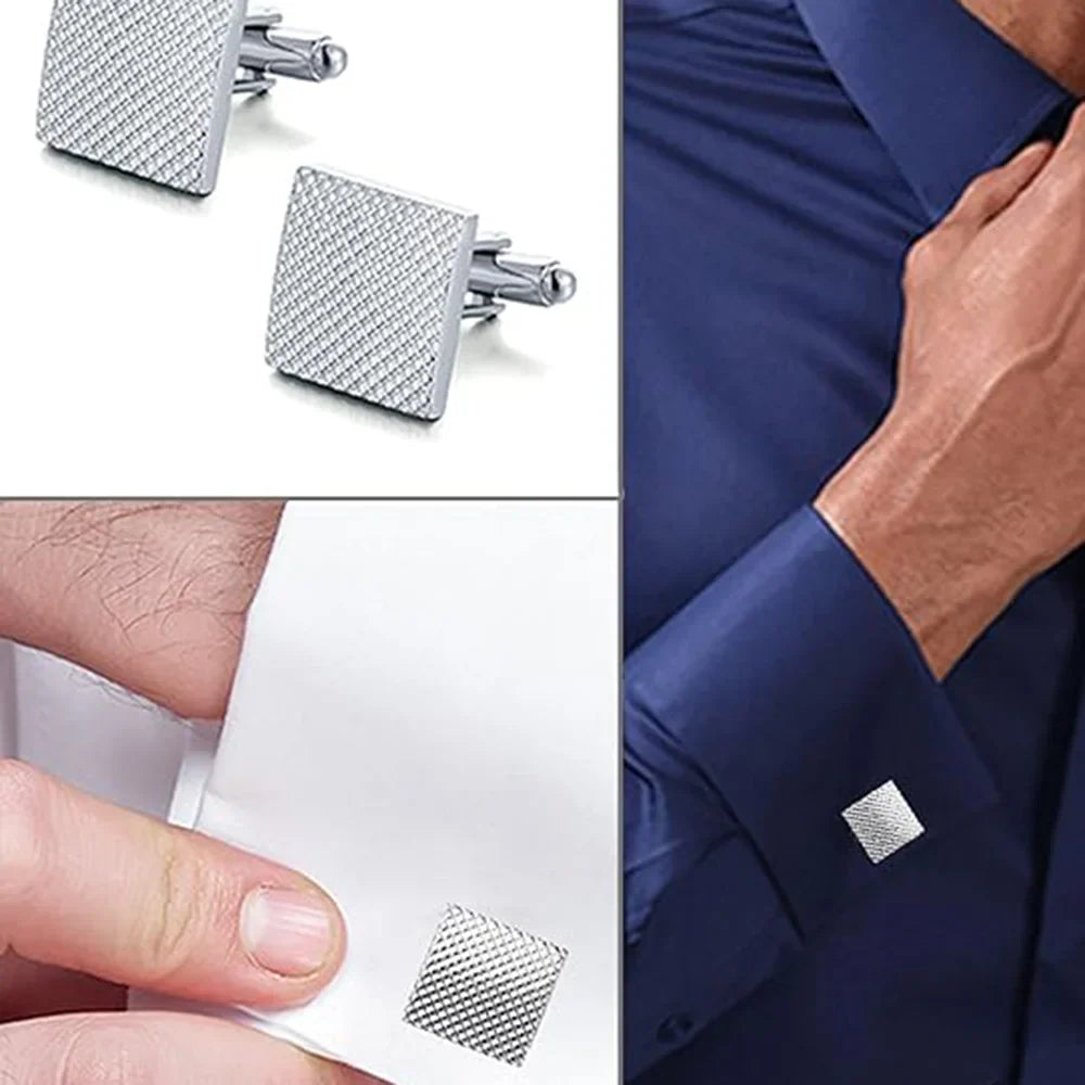 New Black Silver Alloy Geometric Square Cufflinks Elite Handsome Charming Men Jewelry Accessories
