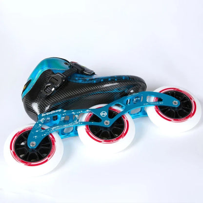 Professional Carbon Fiber Speed Skating Shoes for Boys 4-Wheel 100mm/90mm Roller Inline Skates with Aluminum Chassis PU Material