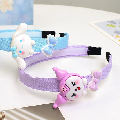 Children Cute Colors Printed Lattice Stripes Hairband Girls Lovely Headband Cartoon Kids Hair Accessories