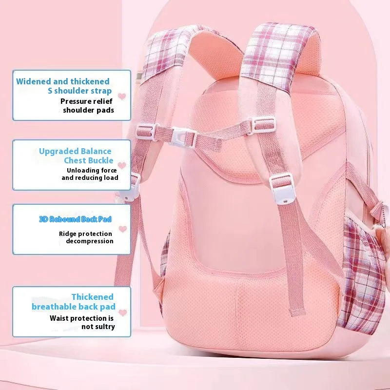 Wholesale Cute Bow Cartoon Backpack Large Capacity Relief Schoolbag Primary School Students Women Waterproof Zipper Children