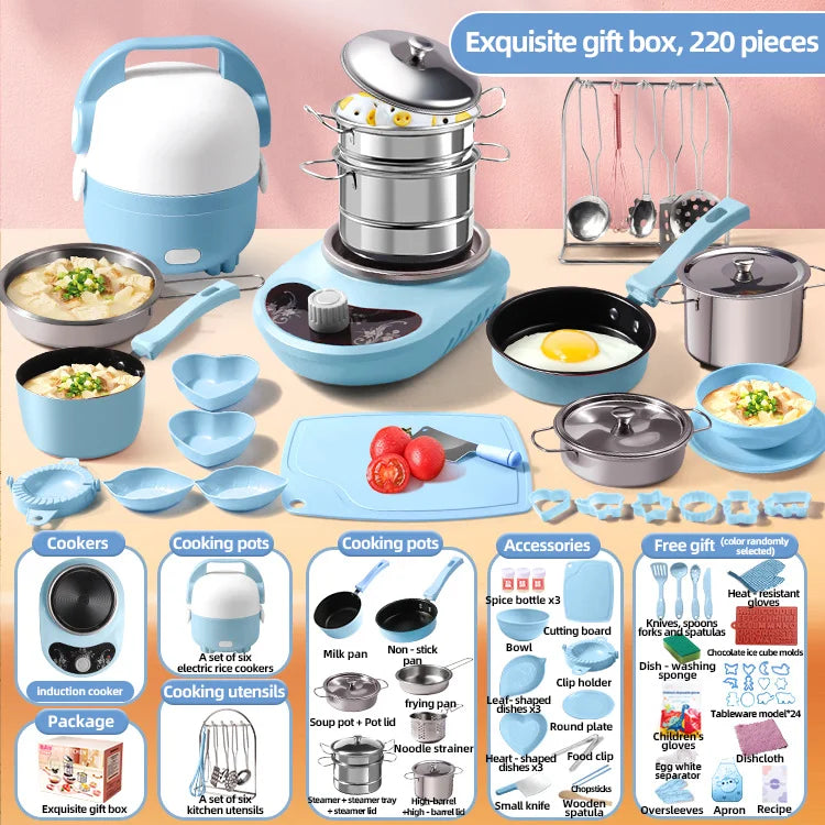 Children Cook Role Play Play House Toy Mini Real Potable Kitchen Appliance Kitchen Toy Set Play Toy Gifts for Children