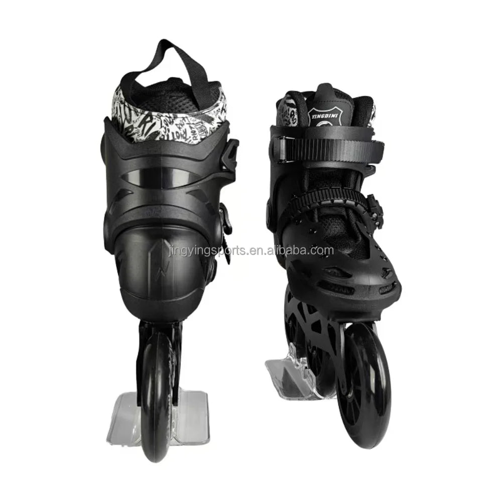 2025 Jingying Custom Factory 3 Wheels Inline Adjustable Slalom Roller Skates CNC Aluminum Frame Freestyle Roller Skating Shoes