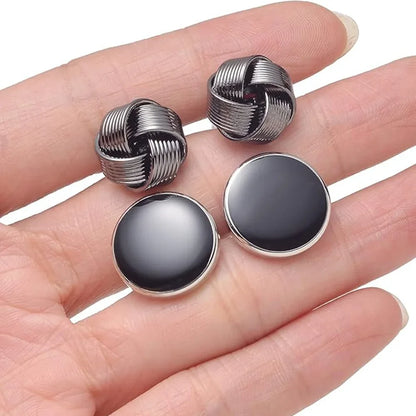 Wholesale Retail Black Alloy Geometric Square Circle Cufflinks Formal Dinner Party Occasions Men Jewelry Accessories