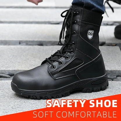 Men's Steel Toe Safety Boots, Microfiber Upper PU Sole, Comfortable Breathable Wear-resistant Working Boots for Men