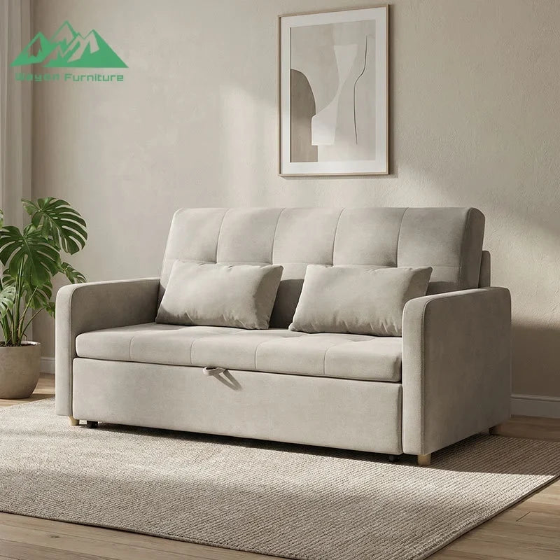 Wayon Modern Velvet Pull-out Sofa Bed Convertible Loveseat Sleeper with Storage Pocket for Small Living Room