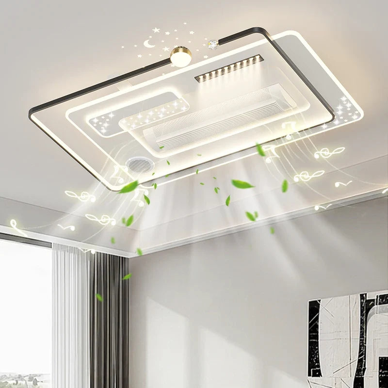 Modern Ceiling Fan Light Smart Bladeless Acrylic Ceiling Fan with Light for Home Led Fan Lamp for Indoor Bedroom Livingroom