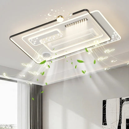 Modern Ceiling Fan Light Smart Bladeless Acrylic Ceiling Fan with Light for Home Led Fan Lamp for Indoor Bedroom Livingroom