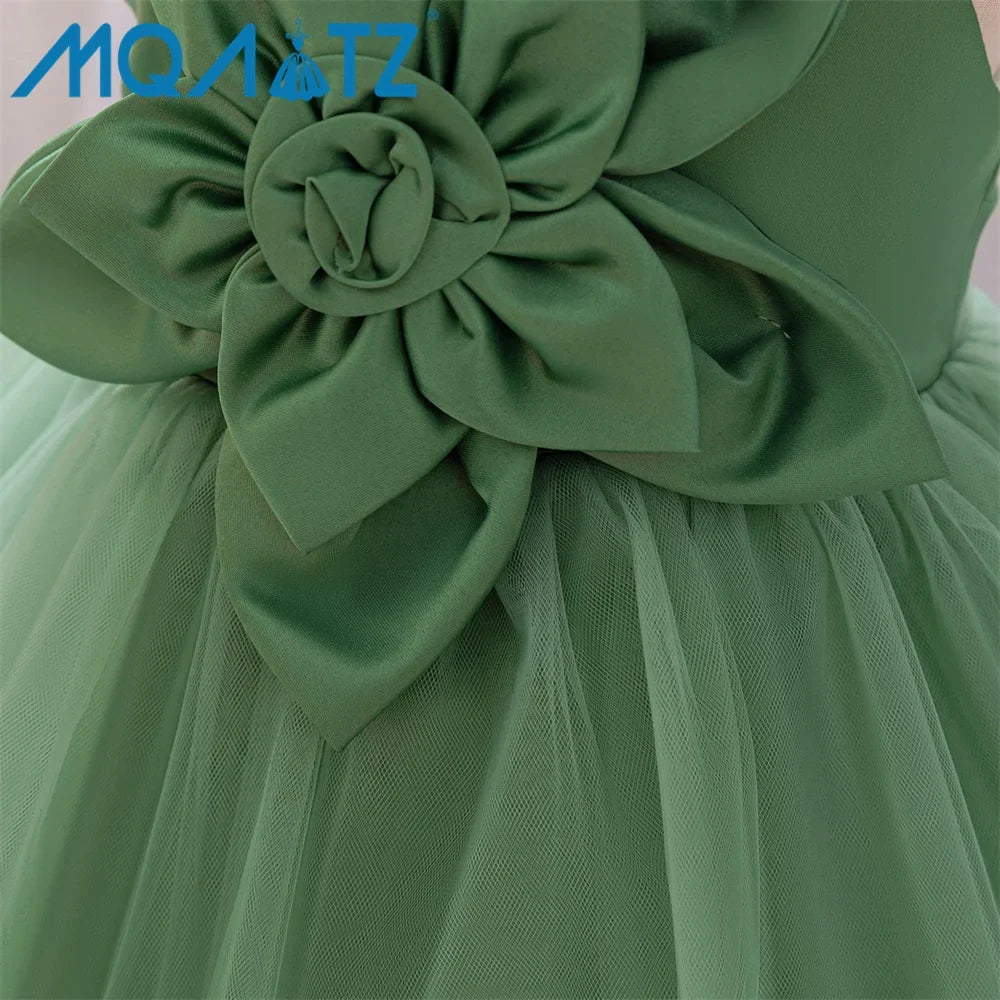 MQATZ Girls Formal Evening Dress with Floral Pattern O-Neck Kids Party Wedding Birthday Dress for Summer for Children L2309XZ