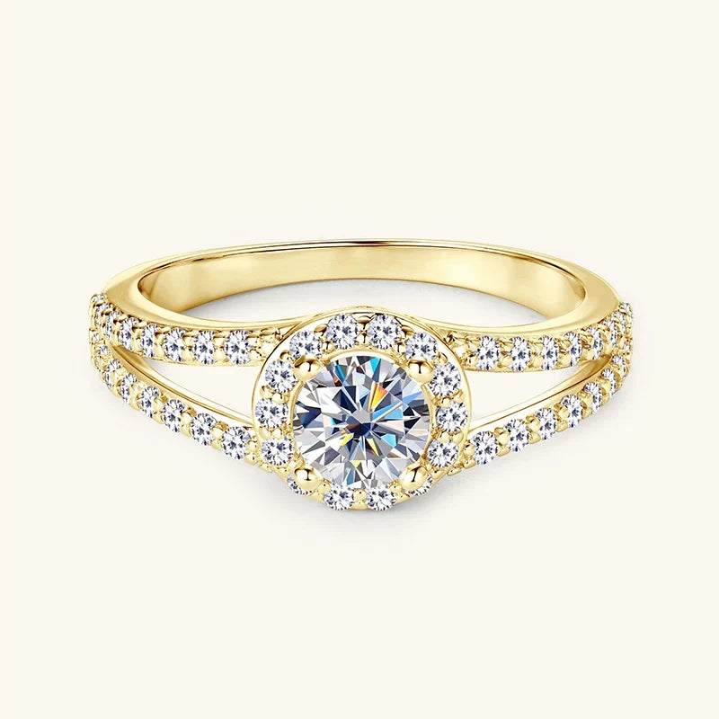 Free Shipping Wholesale Ring 14K Gold Filled Fashion Zircon Fork Ring Women Luxury Engagement Jewelry Ring Accessories Gifts