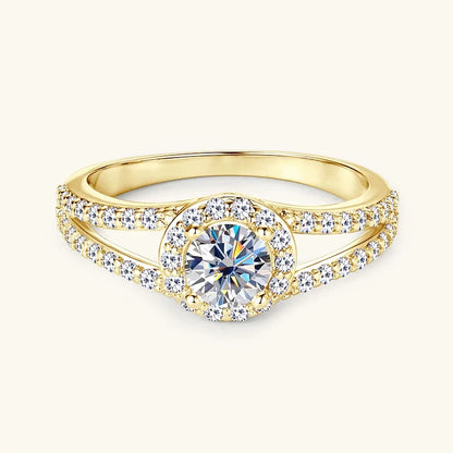 Free Shipping Wholesale Ring 14K Gold Filled Fashion Zircon Fork Ring Women Luxury Engagement Jewelry Ring Accessories Gifts