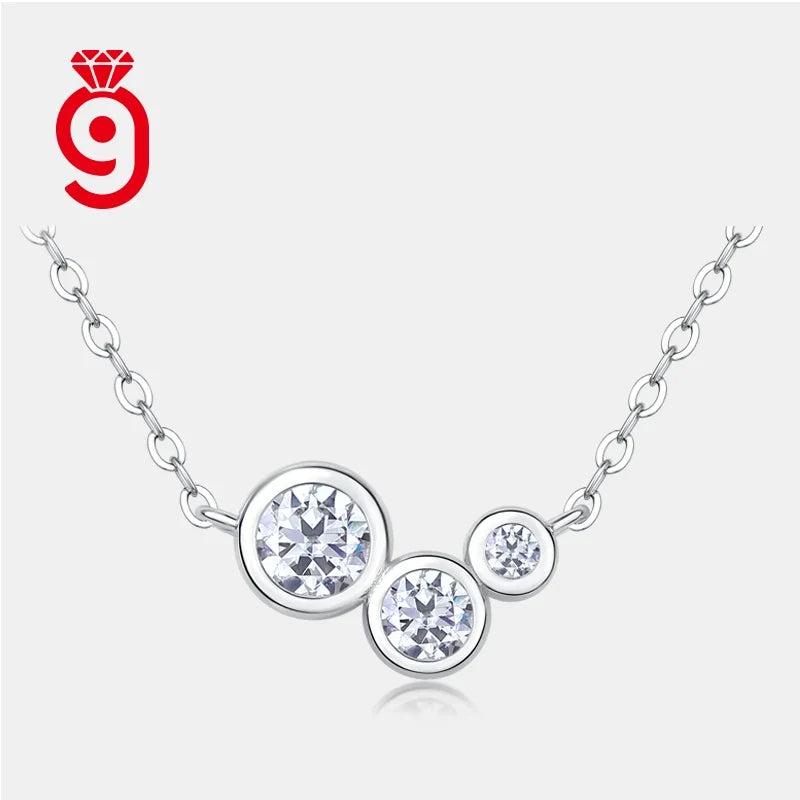 Local Stock Fashion Fine Jewelry-Smiling Moissanite Diamond Sterling Silver Necklace Gold Plating Accessories Women Necklace