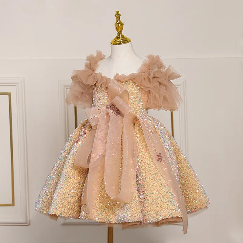 High-end Trailing Kids Night Dress for Child Party Graceful Embroidered Big Girl Dresses for Evening Banquet 2-12 Years Old