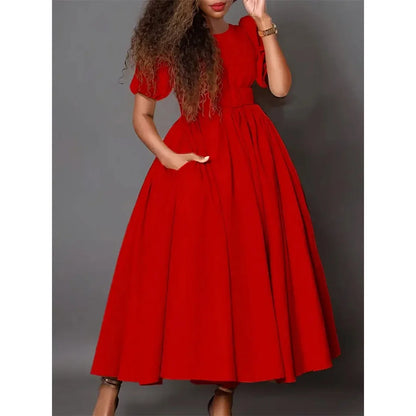 Women Fashion Clothing Ladies Elegant Office Dresses Waist Cinching Casual Loose Plus Size Dress