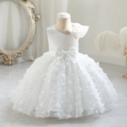 TPY0 Latest Satin Bow Formal Evening Dress Casual Spring Party Princess Gown Children Flower Girls Kids Wedding Dresses