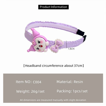 Children Cute Colors Printed Lattice Stripes Hairband Girls Lovely Headband Cartoon Kids Hair Accessories