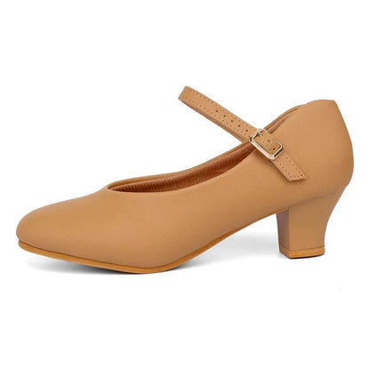 EU & US in Stock Changzhou Character Dance Shoes Black and Tan for Women Heel Shoes