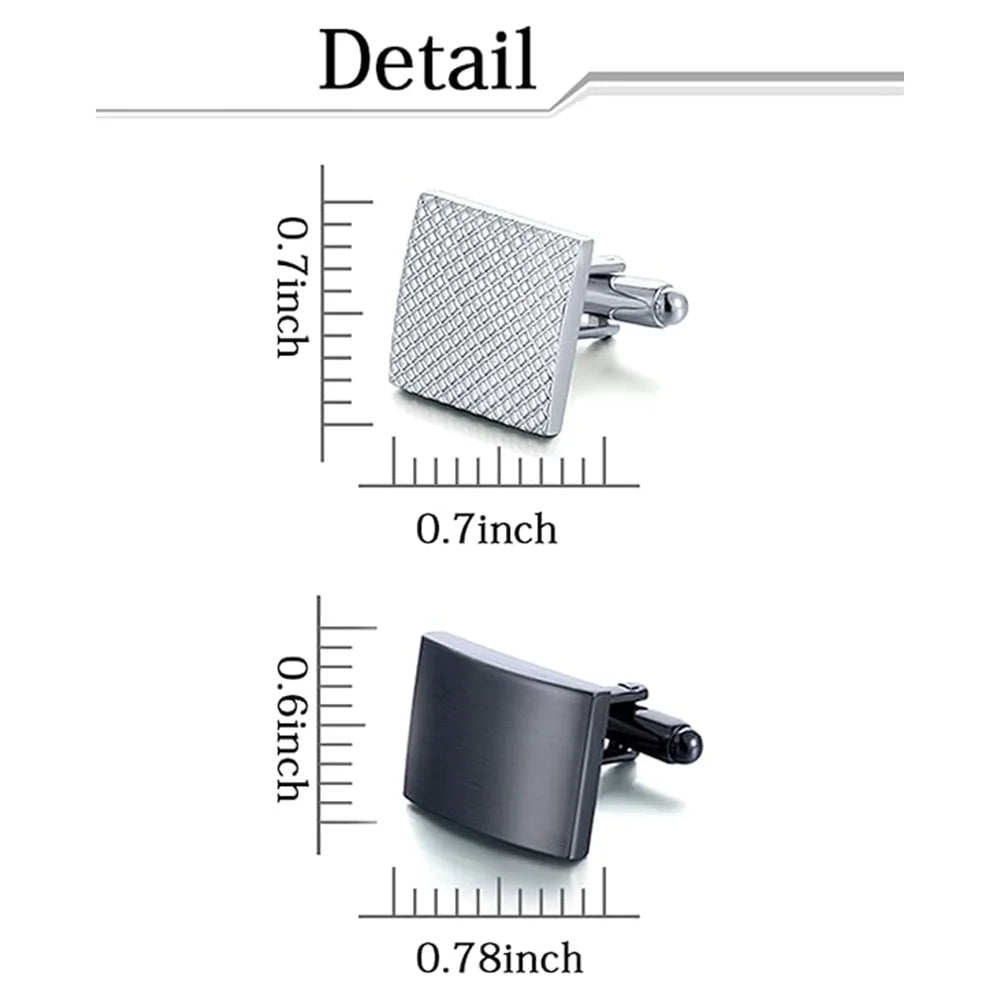 New Black Silver Alloy Geometric Square Cufflinks Elite Handsome Charming Men Jewelry Accessories