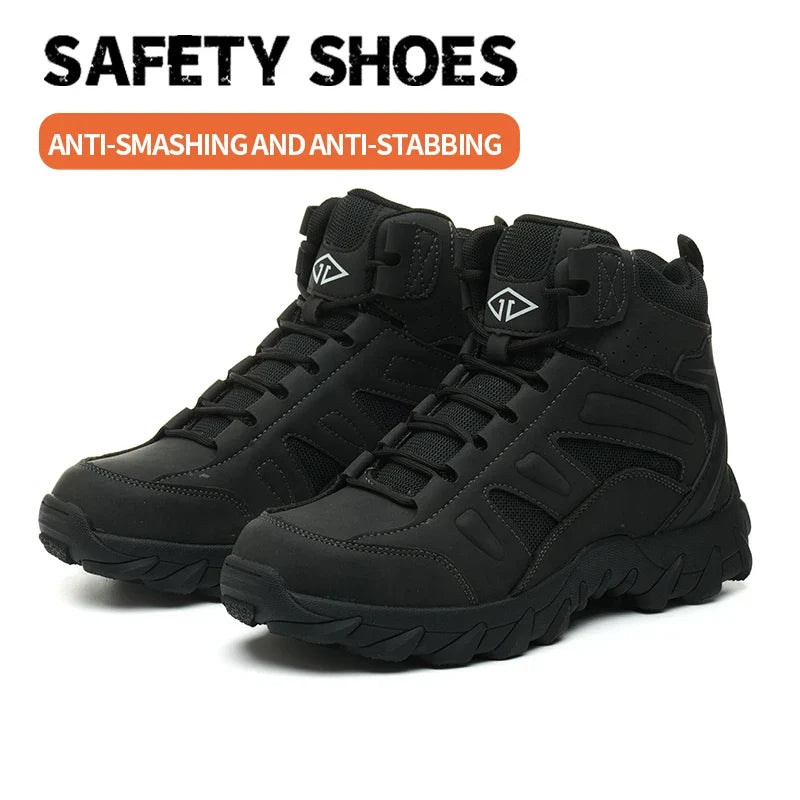 Men's Steel Toe Safety Shoes, Microfiber Upper Rubber Sole, Anti-slip Wear-resistant Breathable Working Shoes for Men