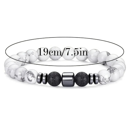 4pcs/set Men'S Beaded Bracelet, Tiger Eye Howlite Hematite Spacer Elastic Bracelets,Daily Wear for Men and Women,Mother'S  Gifts