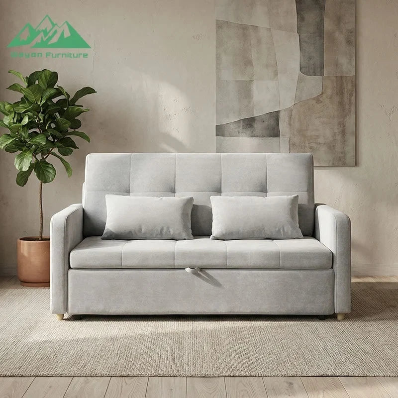 Wayon Modern Velvet Pull-out Sofa Bed Convertible Loveseat Sleeper with Storage Pocket for Small Living Room