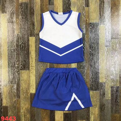 Sleeveless Girls Clothing Set Durable Cotton Fabric Comfortable Breathable Nice Color Cheer Uniforms for Children