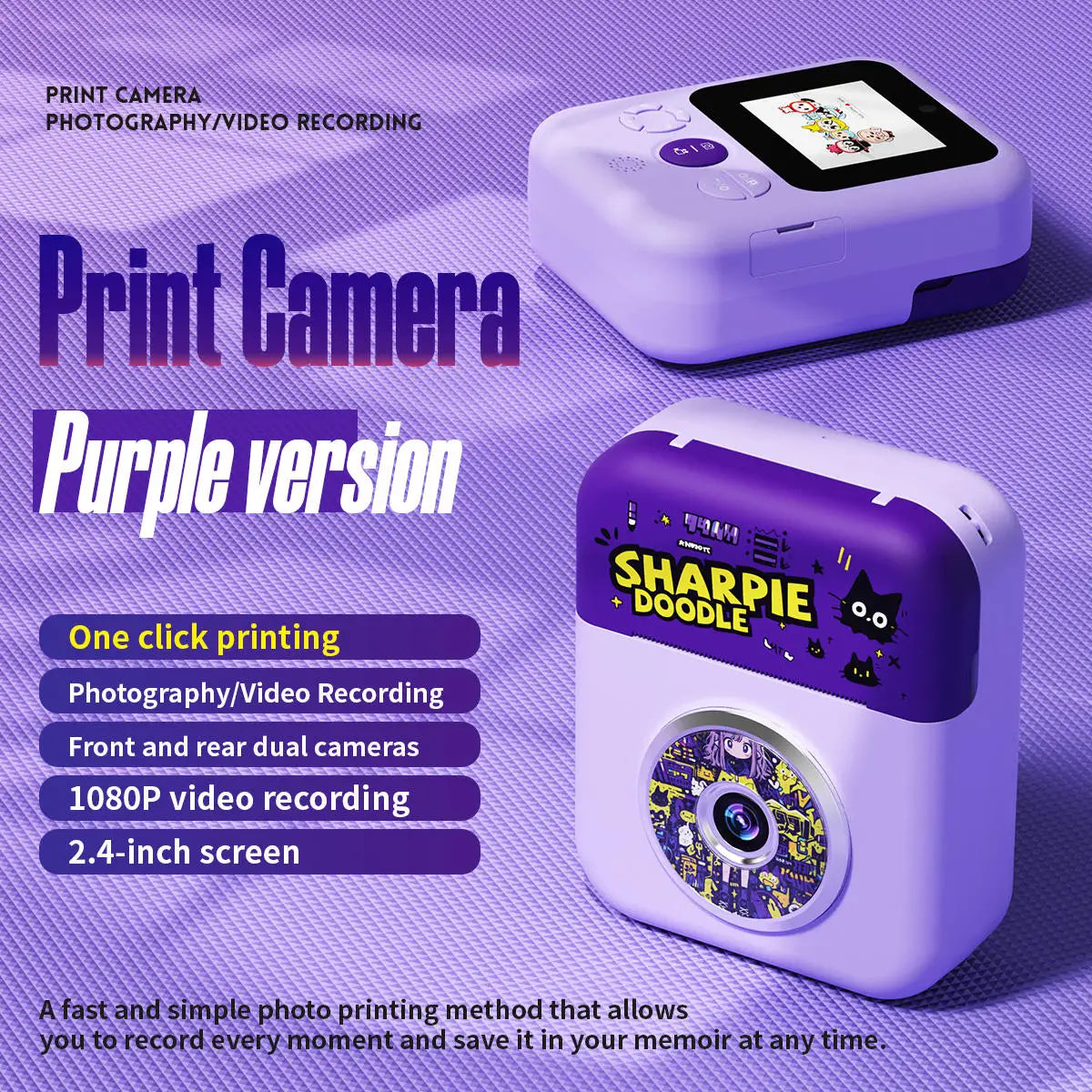 Instant Print Camera A7 Private Label 1080p Dual LensCMOS Children Thermal Printer Kids Diy Photos Instant