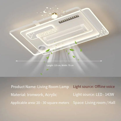 Modern Ceiling Fan Light Smart Bladeless Acrylic Ceiling Fan with Light for Home Led Fan Lamp for Indoor Bedroom Livingroom