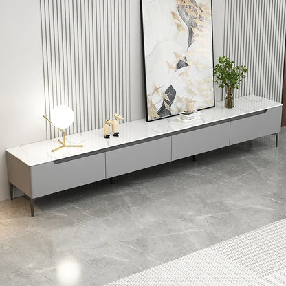 Modern Contemporary Style Wood TV Stand with Sintered Stone Top Easy to Clean for Living Room Small Apartment